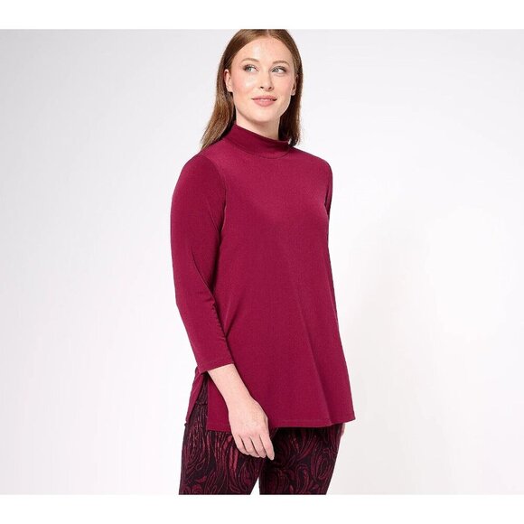 Susan Graver Modern Essentials Reg Liquid Knit Burgundy top XX-Small A610389 - Picture 1 of 1